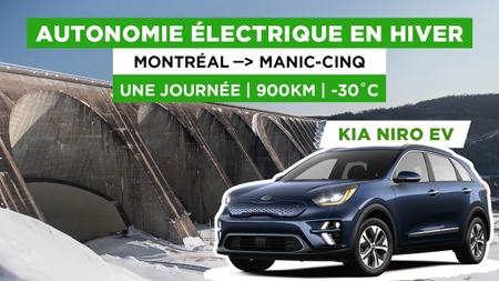 Autonomie des voitures électriques en hiver - Montréal à Manic-5 en Kia Niro